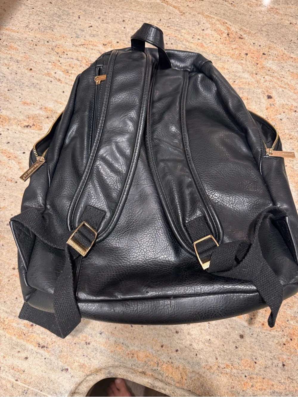 The Honest Co. Womens Black Leather diaper bag  with Gold Hardware